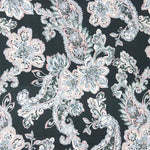 Satin de viscose cachemire imprimé floral bleu et rose - Ribes y Casals