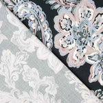 Satin de viscose cachemire imprimé floral bleu et rose - Ribes y Casals