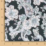 Satin de viscose cachemire imprimé floral bleu et rose - Ribes y Casals