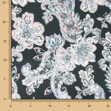 Satin de viscose cachemire imprimé floral bleu et rose - Ribes y Casals