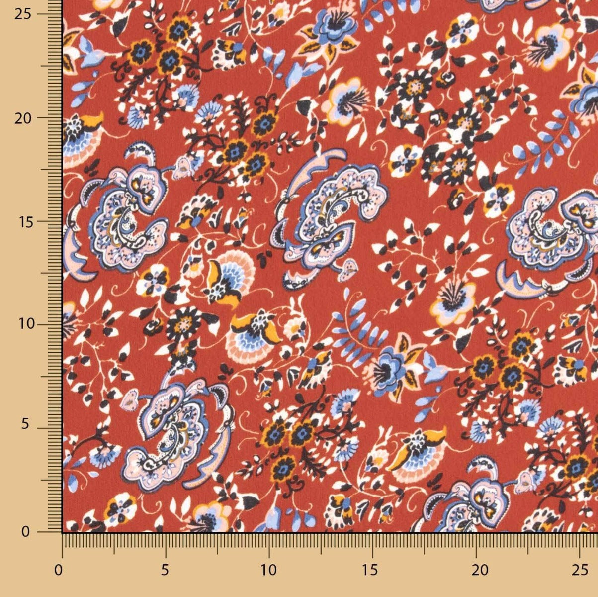 Crêpe de satin Cachemire Feu - Ribes y Casals