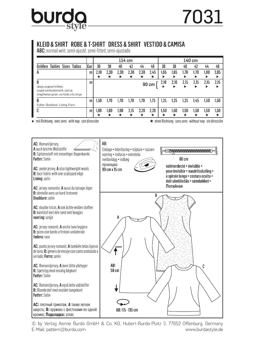 Patron de Couture Burda 7031 Robe et Top - Ribes y Casals