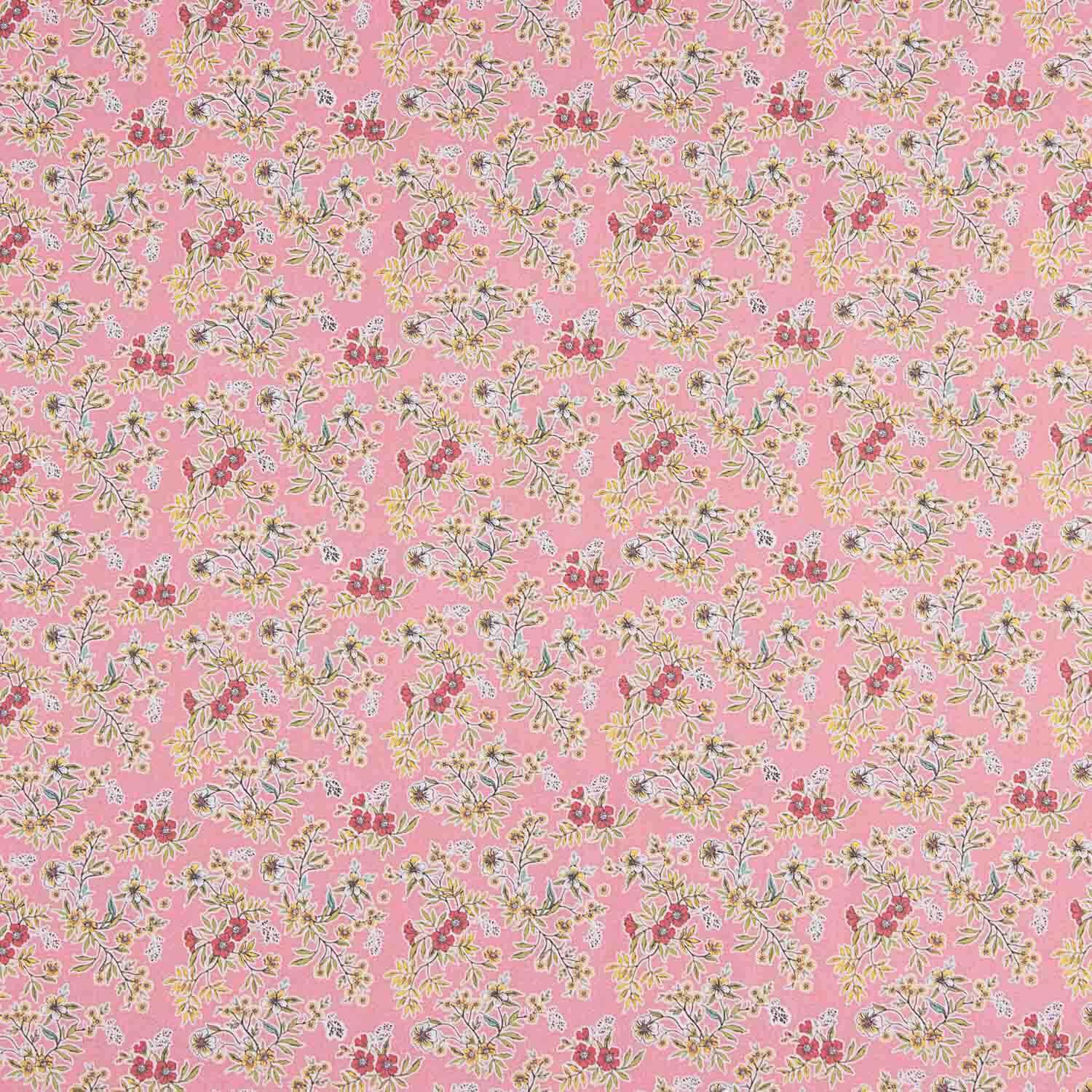 Percal imprimé bouquets fond rose - Ribes y Casals
