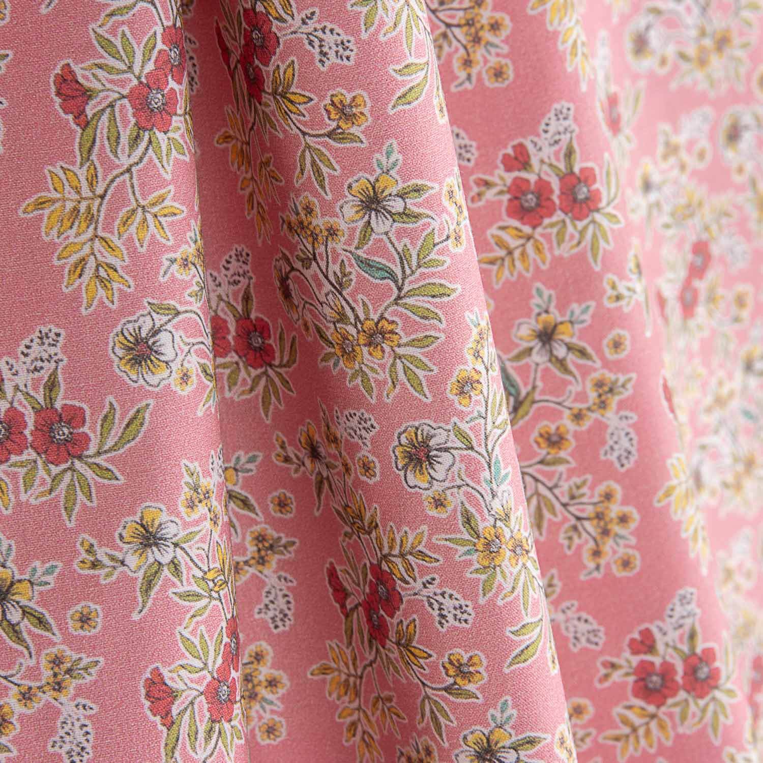 Percal imprimé bouquets fond rose - Ribes y Casals