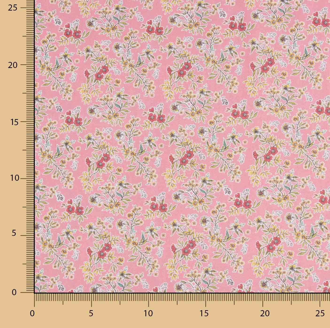 Percal imprimé bouquets fond rose - Ribes y Casals