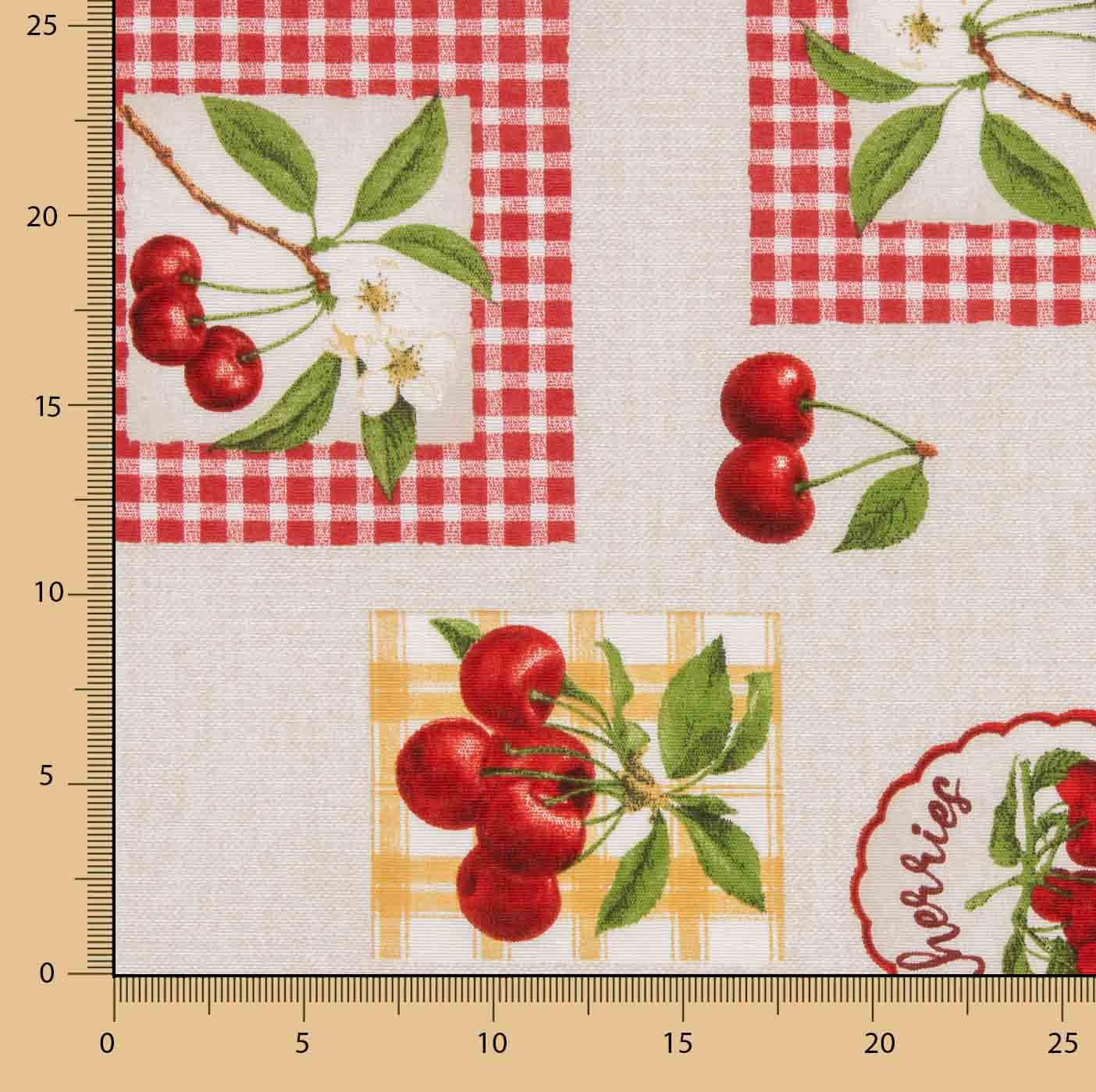 Toile à motifs cerises vichy - Ribes y Casals