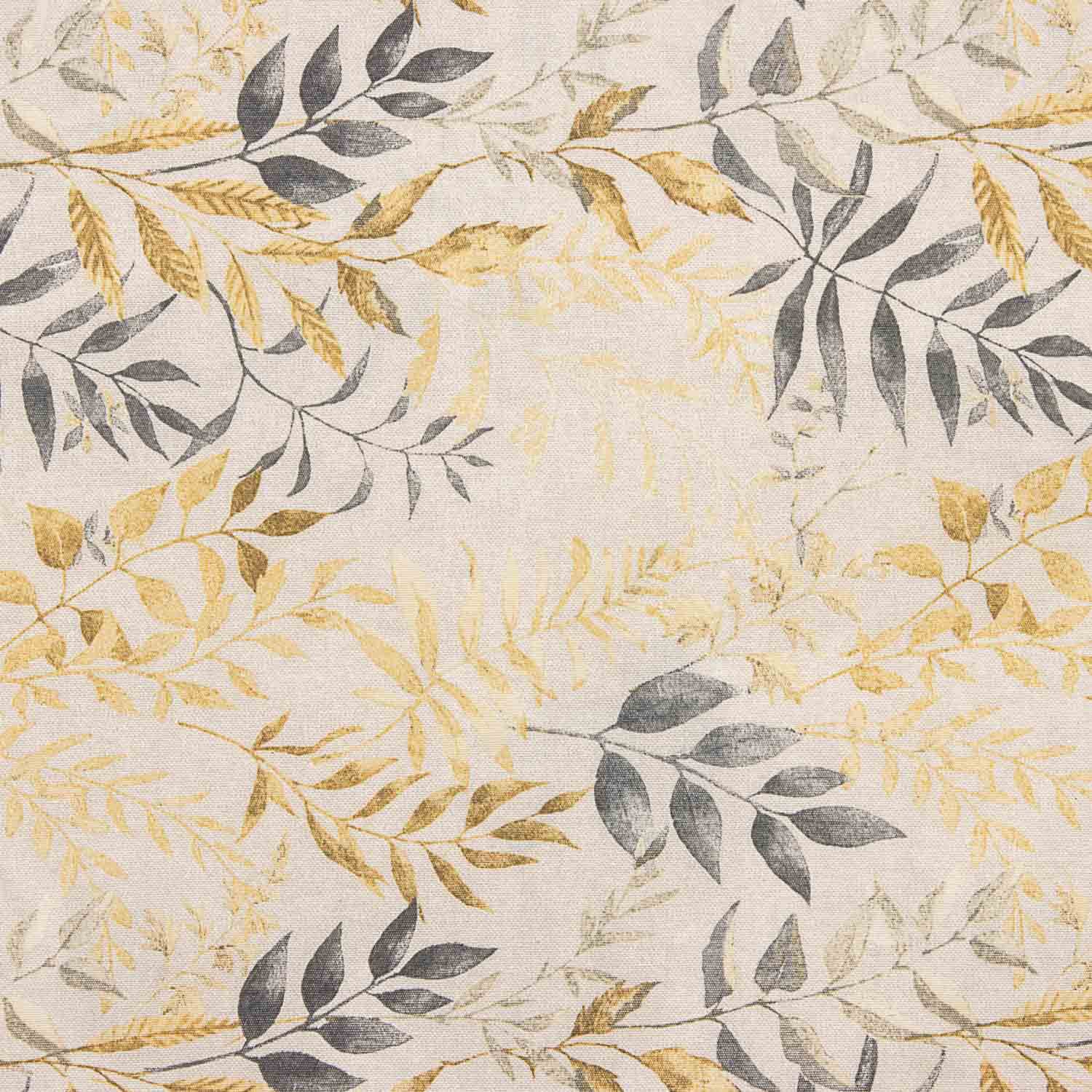 Toile « Feuilles » moutarde et grise - Ribes y Casals