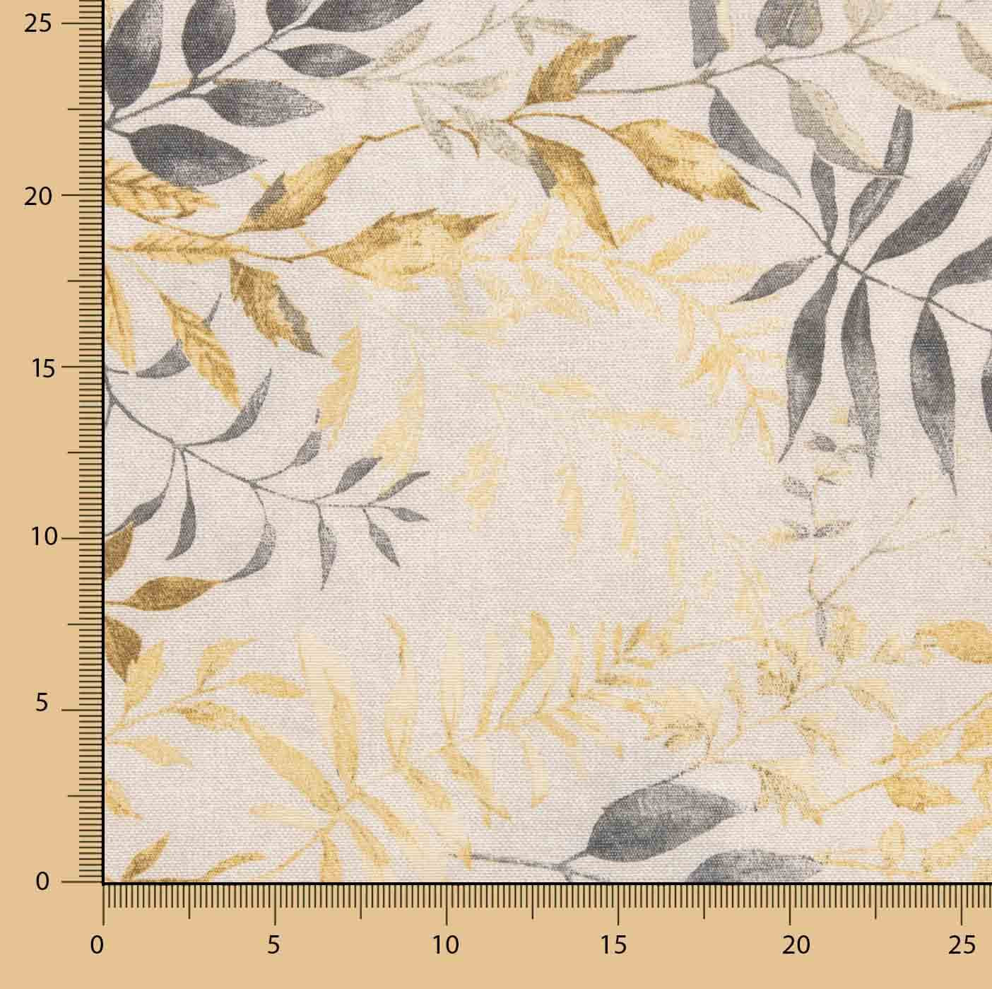 Toile « Feuilles » moutarde et grise - Ribes y Casals