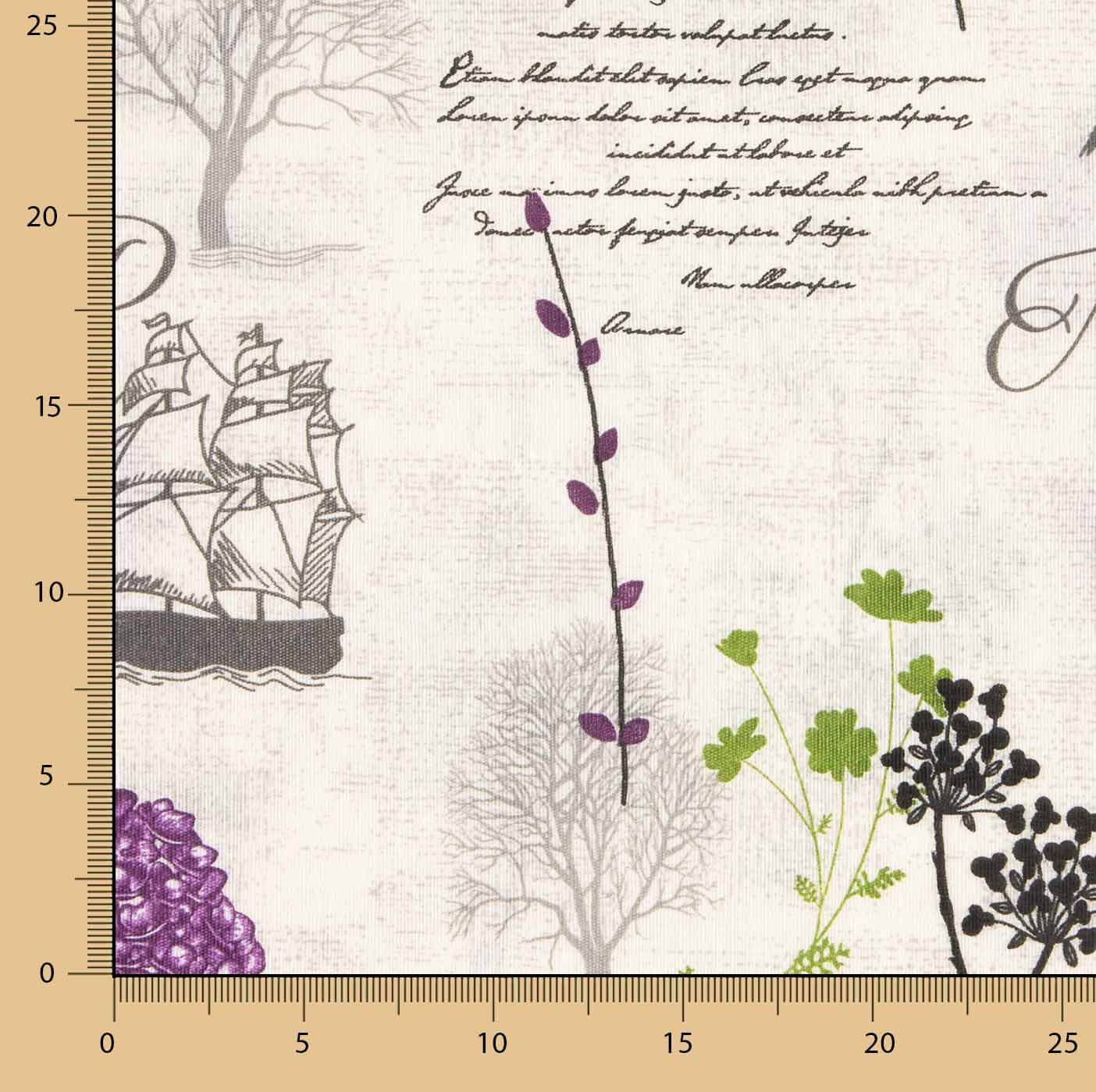 Loneta Floral Vintage Morado - Ribes y Casals