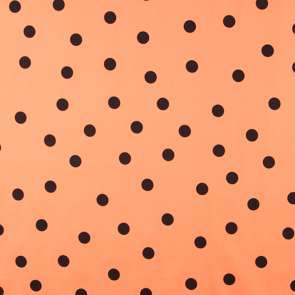 Popeline Noire Pois Spandex 30 Mm Tangerine - Ribes y Casals