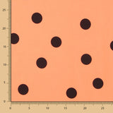 Popeline Noire Pois Spandex 30 Mm Tangerine - Ribes y Casals