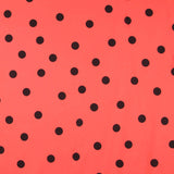 Popeline Spandex Noir Pois 30mm Corail - Ribes y Casals