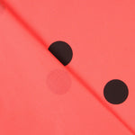 Popeline Spandex Noir Pois 30mm Corail - Ribes y Casals