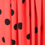 Popeline Spandex Noir Pois 30mm Corail - Ribes y Casals
