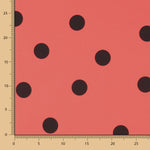 Popeline Spandex Noir Pois 30mm Corail - Ribes y Casals