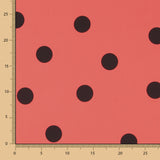 Popeline Spandex Noir Pois 30mm Corail - Ribes y Casals