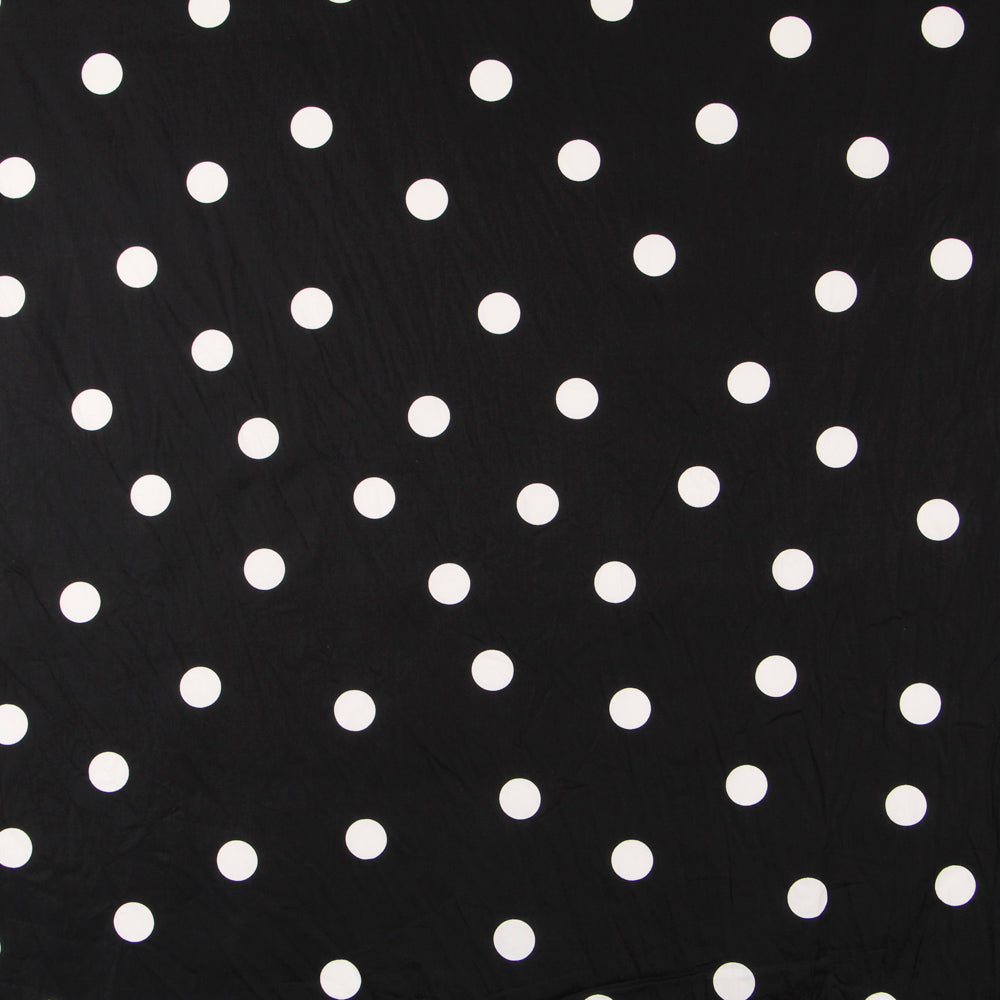 Spandex Poplin Pois Blanc 30mm Noir - Ribes y Casals