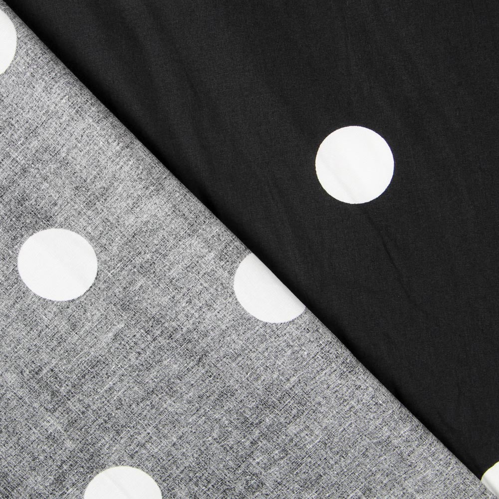 Spandex Poplin Pois Blanc 30mm Noir - Ribes y Casals