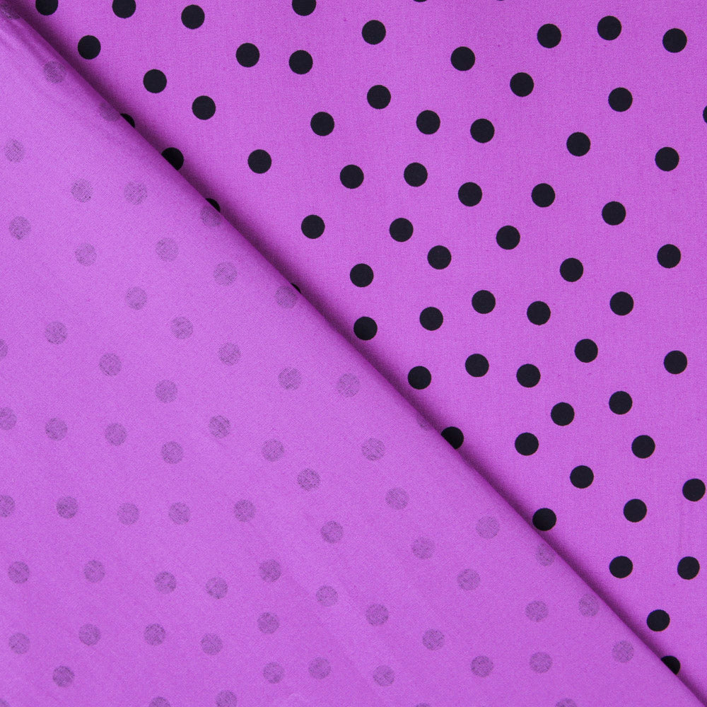 Popeline Spandex Pois Noir 7mm Mauve - Ribes y Casals