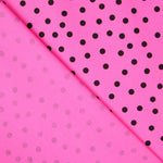 Popeline Spandex Noire Pois 7mm Fuchsia - Ribes y Casals