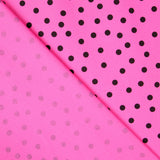 Popeline Spandex Noire Pois 7mm Fuchsia - Ribes y Casals