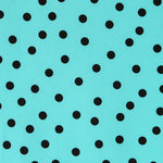 Popeline Spandex Noire Pois 7mm Turquoise - Ribes y Casals