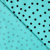 Popeline Spandex Noire Pois 7mm Turquoise - Ribes y Casals