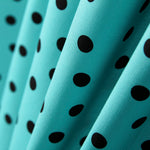 Popeline Spandex Noire Pois 7mm Turquoise - Ribes y Casals