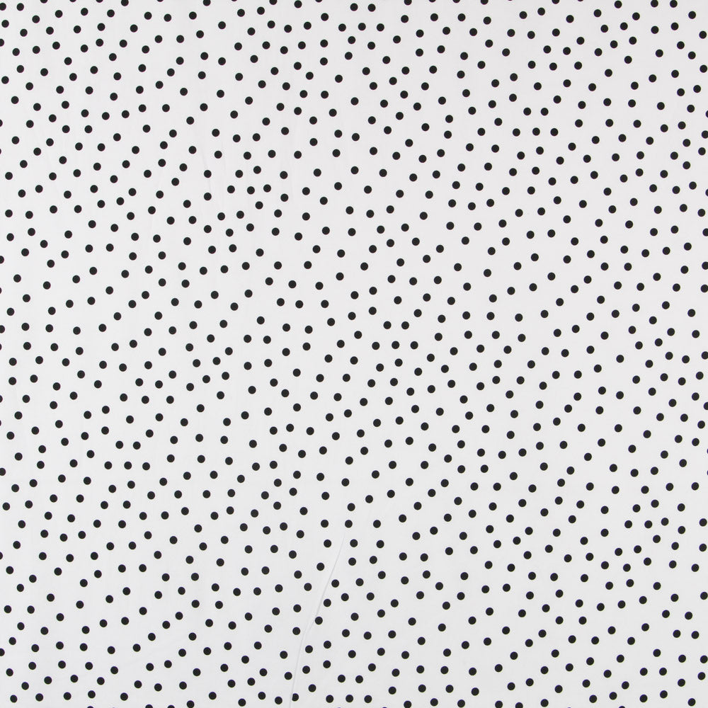 Popeline Spandex Pois Noir 7mm Blanc - Ribes y Casals