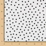 Popeline Spandex Pois Noir 7mm Blanc - Ribes y Casals