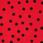 Popeline Spandex Pois Noir 7mm Rouge - Ribes y Casals