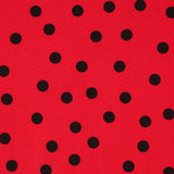 Popeline Spandex Pois Noir 7mm Rouge - Ribes y Casals