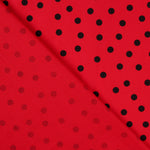 Popeline Spandex Pois Noir 7mm Rouge - Ribes y Casals