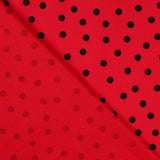 Popeline Spandex Pois Noir 7mm Rouge - Ribes y Casals