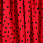 Popeline Spandex Pois Noir 7mm Rouge - Ribes y Casals