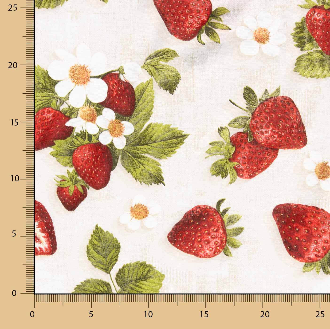 Toile imprimée fraises et fleurs multicolores - Ribes y Casals