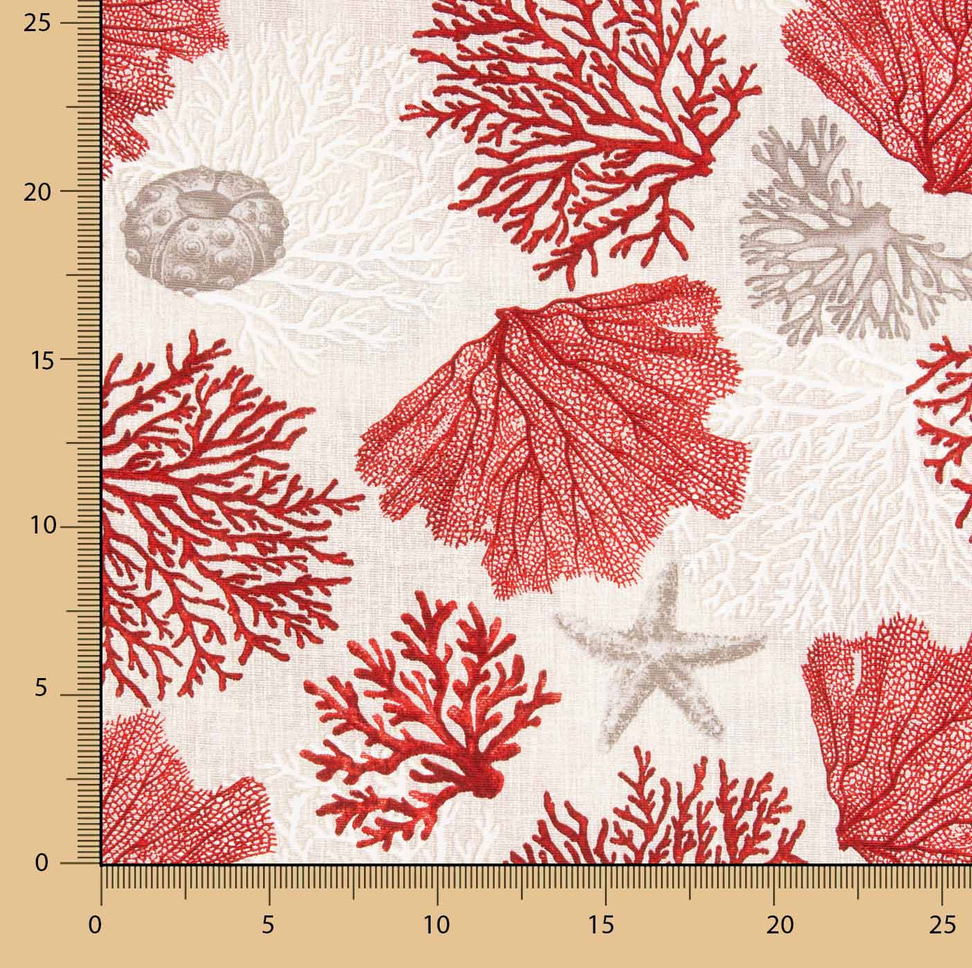 Toile imprimée marine corail rouge - Ribes y Casals