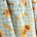 Toile Panama imprimée Vichy avec tournesols et motifs de cuisine - Ribes y Casals