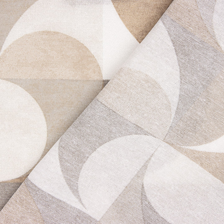 Toile de coton imprimée à motifs géométriques courbes, beige - Ribes y Casals