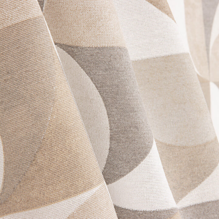Toile de coton imprimée à motifs géométriques courbes, beige - Ribes y Casals