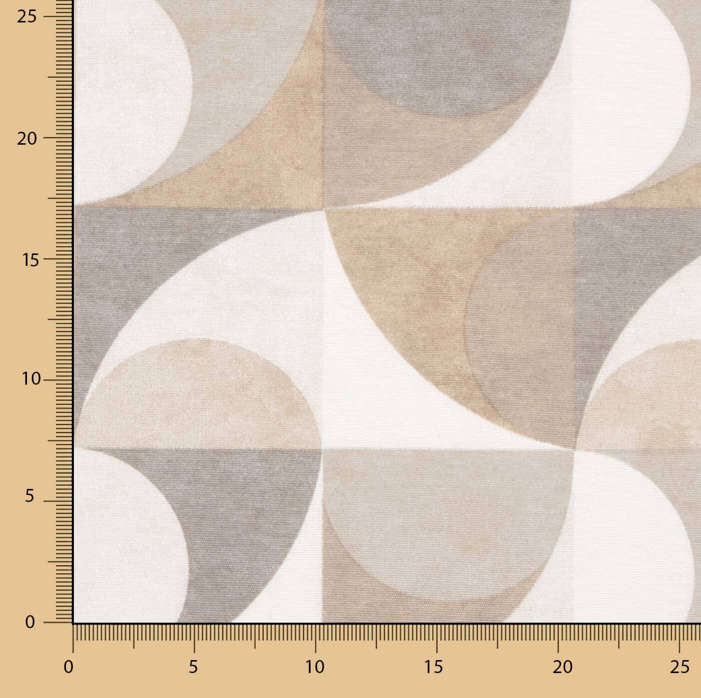 Toile de coton imprimée à motifs géométriques courbes, beige - Ribes y Casals