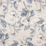Toile de coton imprimée de fleurs à l'aquarelle bleues et beiges - Ribes y Casals