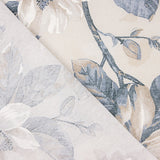 Toile de coton imprimée de fleurs à l'aquarelle bleues et beiges - Ribes y Casals