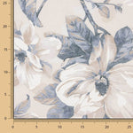 Toile de coton imprimée de fleurs à l'aquarelle bleues et beiges - Ribes y Casals