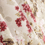 Toile de coton imprimée de fleurs romantiques roses et grenat - Ribes y Casals