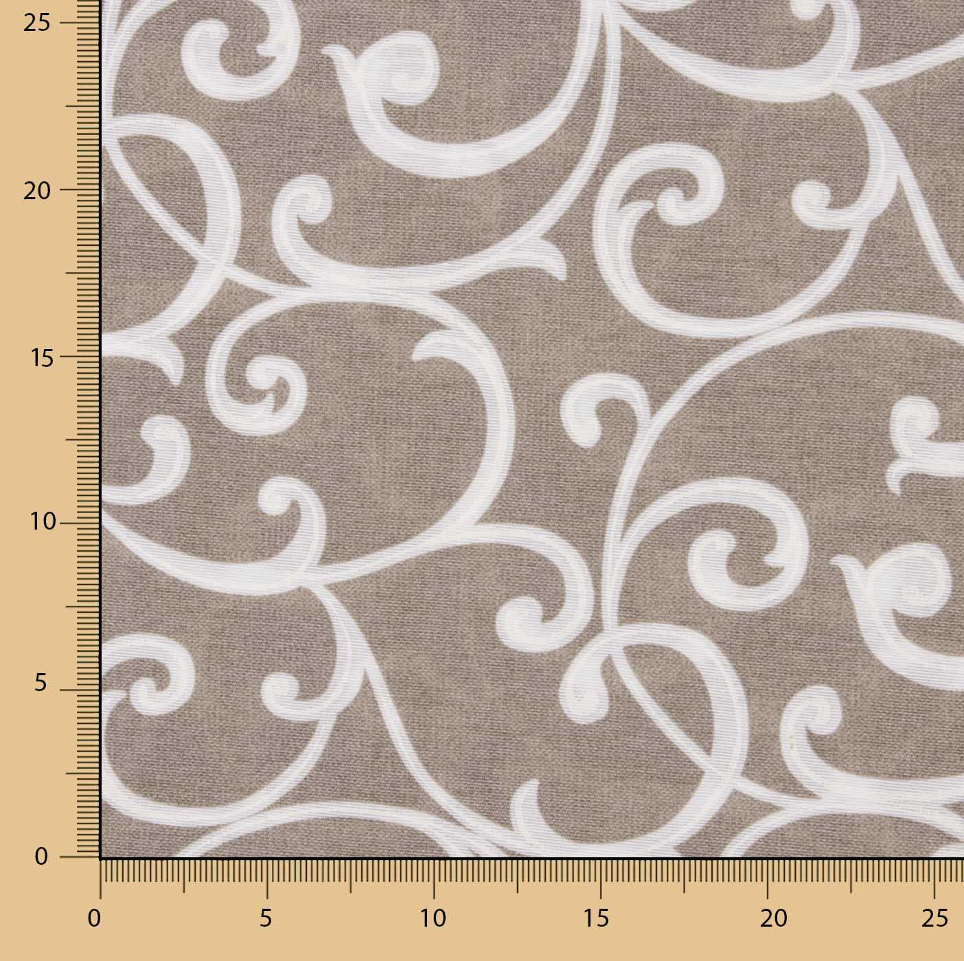 Toile de coton imprimée de branches décoratives beiges et blanches - Ribes y Casals