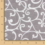 Toile de coton imprimée de branches décoratives grises et blanches - Ribes y Casals