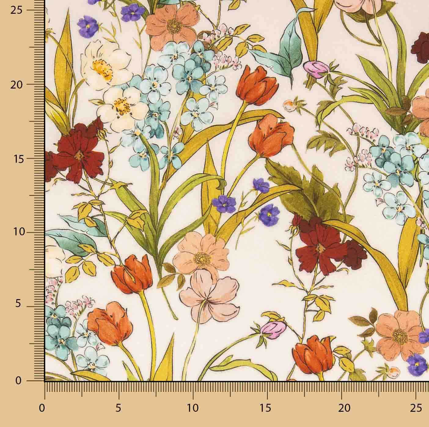 Viscose imprimée de délicates fleurs botaniques - Ribes y Casals
