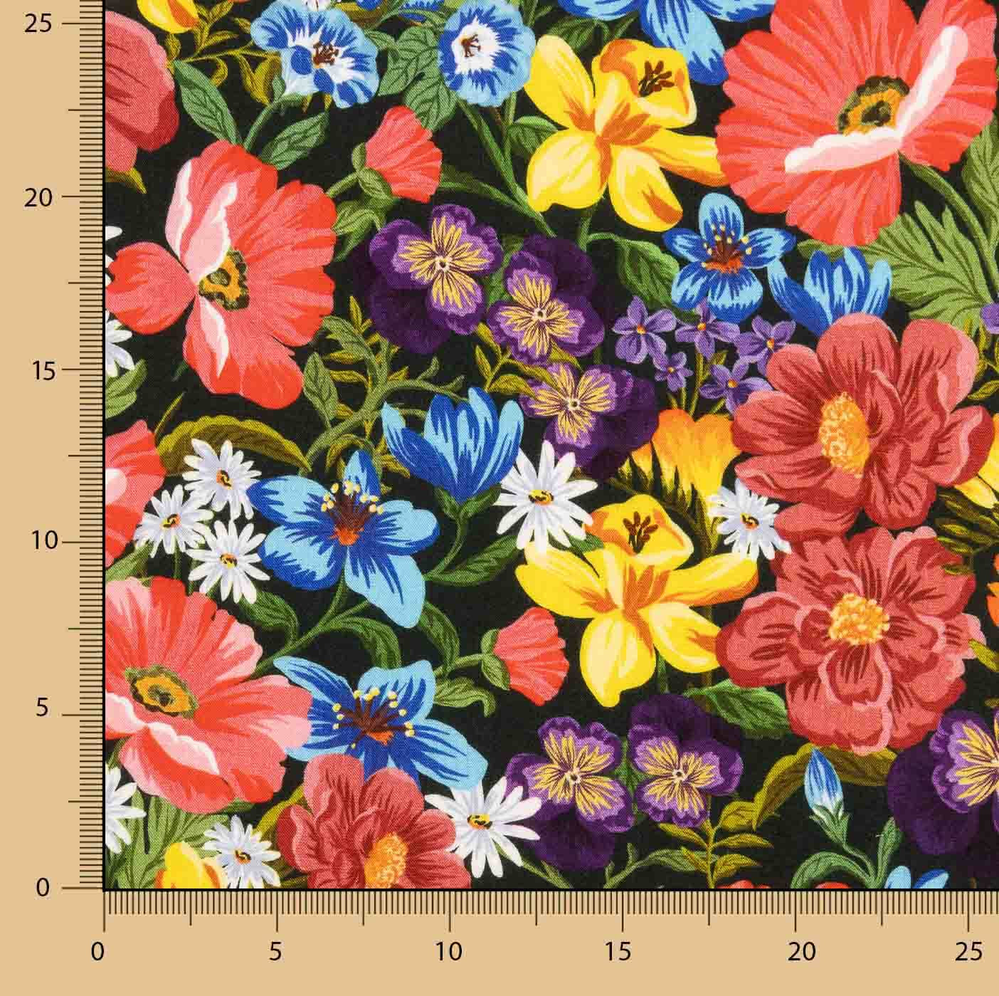Viscose imprimée de fleurs sauvages aux couleurs vives - Ribes y Casals
