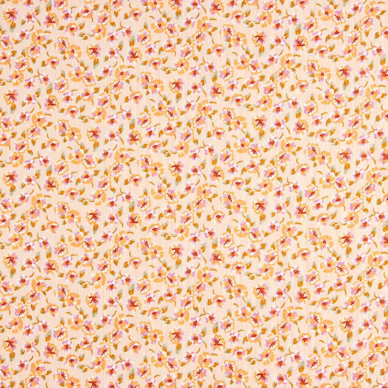 Bambula en polyester imprimé fleurs sauvages couleur pêche - Ribes y Casals